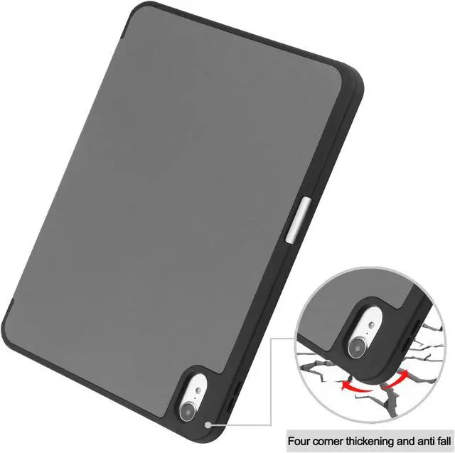 Alt view image 6 of 7 - Case Compatible with iPad 10th Generation 10.9 Inch 2022 with Pencil Holder, Protective Stand Cover with Soft TPU Back, Auto Sleep/Wake with Universal Stylus Pen Gray