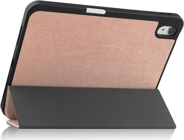 Alt view image 6 of 7 - Case Compatible with iPad 10th Generation 10.9 Inch 2022 with Pencil Holder, Protective Stand Cover with Soft TPU Back, Auto Sleep/Wake with Universal Stylus Pen Rose Gold