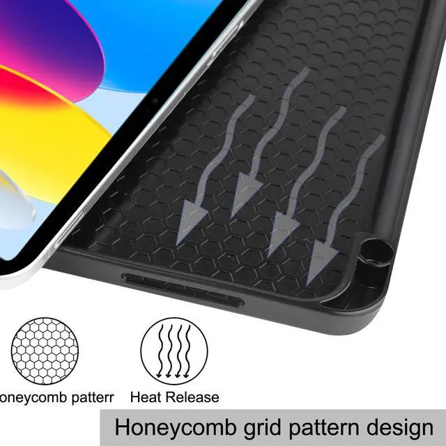 Alt view image 5 of 7 - Case Compatible with iPad 10th Generation 10.9 Inch 2022 with Pencil Holder, Protective Stand Cover with Soft TPU Back, Auto Sleep/Wake with Universal Stylus Pen Light Blue