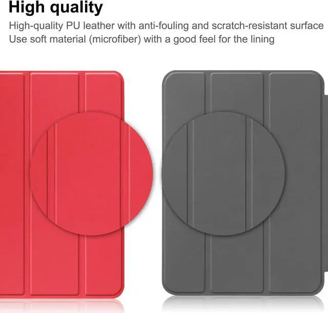 Alt view image 7 of 7 - Case Compatible with iPad 10th Generation 10.9 Inch 2022 with Pencil Holder, Protective Stand Cover with Soft TPU Back, Auto Sleep/Wake with Universal Stylus Pen Red