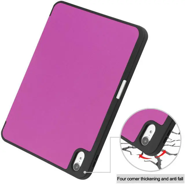 Alt view image 7 of 7 - Case Compatible with iPad 10th Generation 10.9 Inch 2022 with Pencil Holder, Protective Stand Cover with Soft TPU Back, Auto Sleep/Wake with Universal Stylus Pen Rose Red