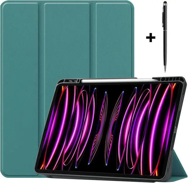 Main image of iPad Pro 12.9 Inch Case 2022 2021 2020 2018 (6th 5th 4th 3th Gen) with Pencil Holder, Support 2nd Pencil Charging, Slim Tablet Stand Cover with Soft TPU Back, Auto Wake/Sleep with Universal Stylus Pen