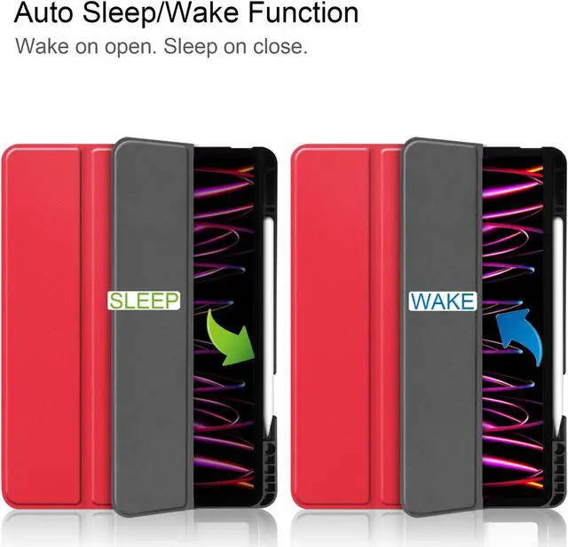 Alt view image 3 of 7 - iPad Pro 12.9 Inch Case 2022 2021 2020 2018 (6th 5th 4th 3th Gen) with Pencil Holder, Support 2nd Pencil Charging, Slim Tablet Stand Cover with Soft TPU Back, Auto Wake/Sleep with Universal Stylus Pen
