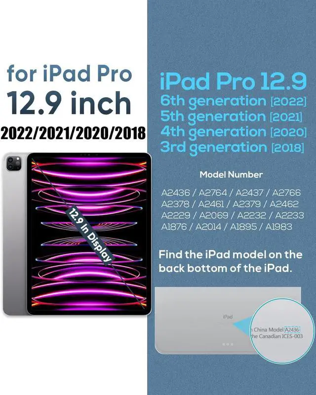 Alt view image 2 of 7 - iPad Pro 12.9 Inch Case 2022 2021 2020 2018 (6th 5th 4th 3th Gen) with Pencil Holder, Support 2nd Pencil Charging, Slim Tablet Stand Cover with Soft TPU Back, Auto Wake/Sleep with Universal Stylus Pen