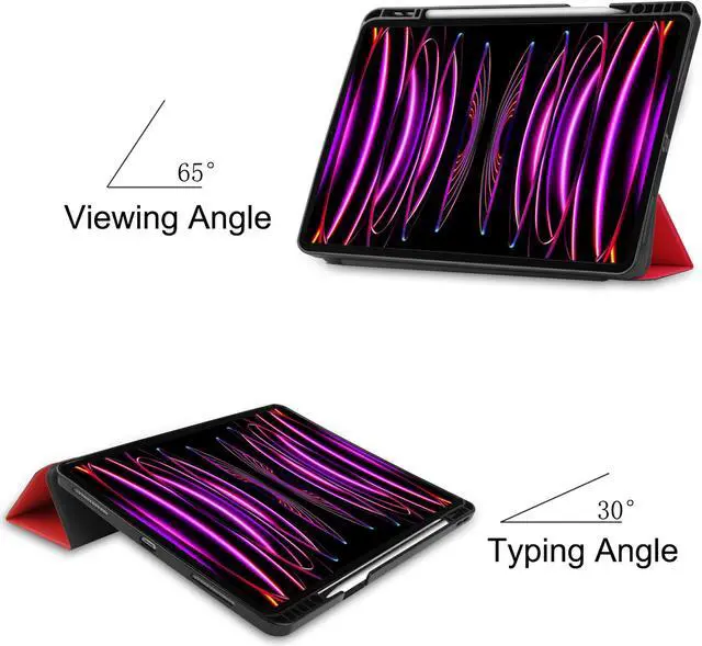 Alt view image 4 of 7 - iPad Pro 12.9 Inch Case 2022 2021 2020 2018 (6th 5th 4th 3th Gen) with Pencil Holder, Support 2nd Pencil Charging, Slim Tablet Stand Cover with Soft TPU Back, Auto Wake/Sleep with Universal Stylus Pen