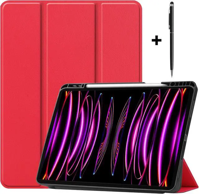 Main image of iPad Pro 12.9 Inch Case 2022 2021 2020 2018 (6th 5th 4th 3th Gen) with Pencil Holder, Support 2nd Pencil Charging, Slim Tablet Stand Cover with Soft TPU Back, Auto Wake/Sleep with Universal Stylus Pen