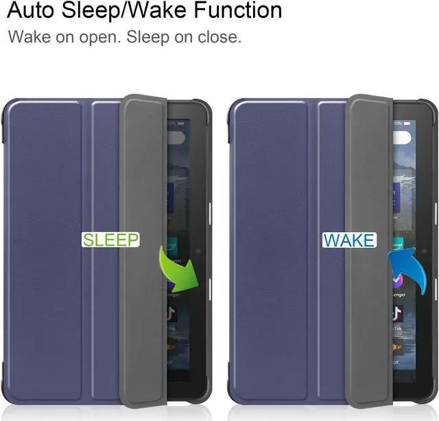 Alt view image 2 of 7 - Case for Amazon Fire HD 8 and Fire HD 8 Plus (12th Generation/10th Generation, 2022/2020 Release) 8" Tablet - Ultra Lightweight Slim Shell Stand Cover Auto Wake/Sleep with Universal Stylus Pen Blue