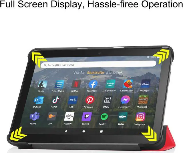 Alt view image 7 of 7 - Case for Amazon Fire HD 8 and Fire HD 8 Plus (12th Generation/10th Generation, 2022/2020 Release) 8" Tablet  - Ultra Lightweight Slim Shell Stand Cover Auto Wake/Sleep with Universal Stylus Pen Red