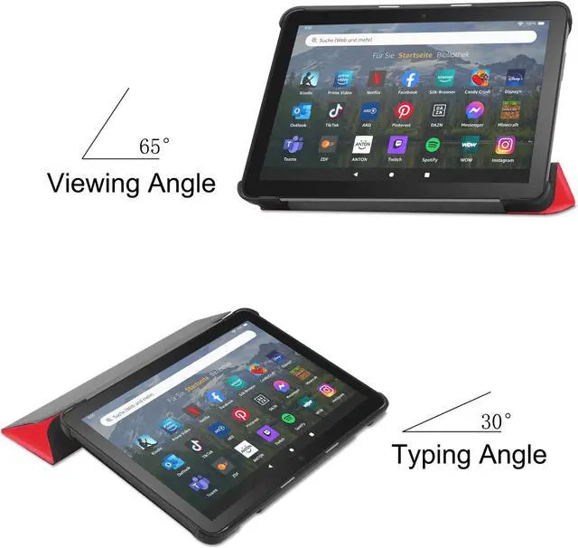 Alt view image 3 of 7 - Case for Amazon Fire HD 8 and Fire HD 8 Plus (12th Generation/10th Generation, 2022/2020 Release) 8" Tablet  - Ultra Lightweight Slim Shell Stand Cover Auto Wake/Sleep with Universal Stylus Pen Red