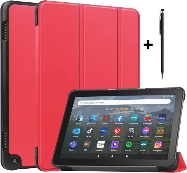 Main image of Case for Amazon Fire HD 8 and Fire HD 8 Plus (12th Generation/10th Generation, 2022/2020 Release) 8" Tablet  - Ultra Lightweight Slim Shell Stand Cover Auto Wake/Sleep with Universal Stylus Pen Red