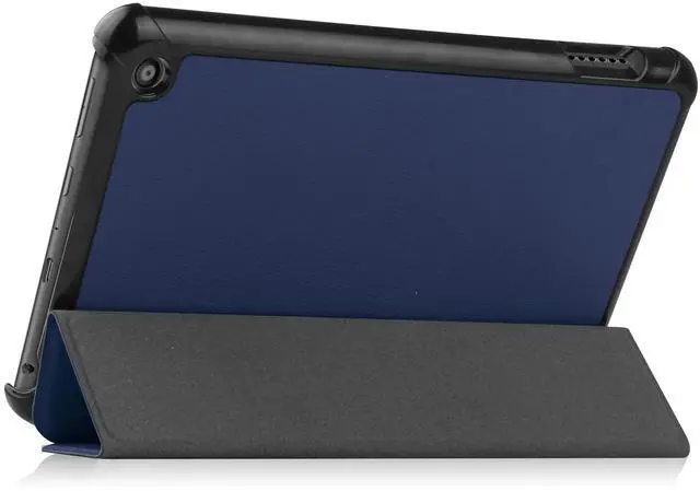 Alt view image 4 of 7 - Case for All New Amazon Fire 7 inch Tablet (12th Generation, 2022 Released) - Lightweight Tri-fold Stand Auto Wake/Sleep Folio Stand Cover with Universal Stylus Pen Blue