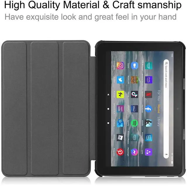 Alt view image 7 of 7 - Case for All New Amazon Fire 7 inch Tablet (12th Generation, 2022 Released) - Lightweight Tri-fold Stand Auto Wake/Sleep Folio Stand Cover with Universal Stylus Pen Blue