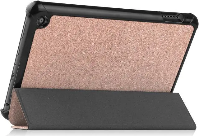 Alt view image 4 of 7 - Case for All New Amazon Fire 7 inch Tablet (12th Generation, 2022 Released) - Lightweight Tri-fold Stand Auto Wake/Sleep Folio Stand Cover with Universal Stylus Pen Rose Gold