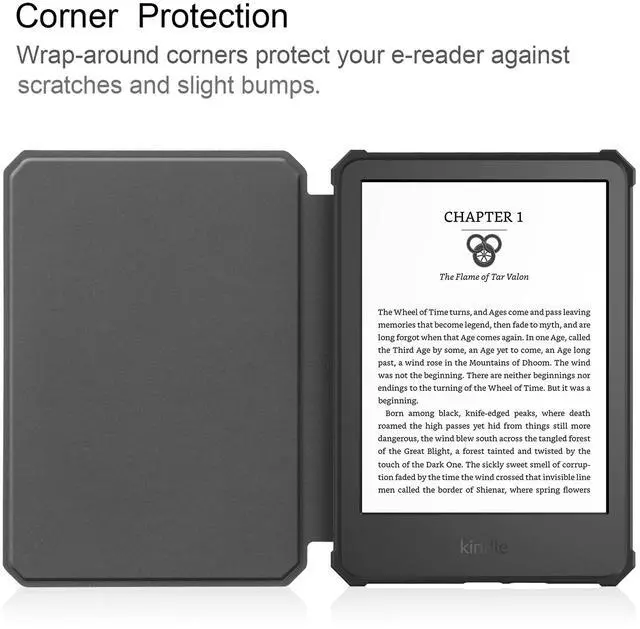 Alt view image 7 of 7 - Case for All-New Kindle 11th Generation 2022 Release, Ultra Thin Lightweight Smart Protective Durable Premium PU Leather Cover with Auto Sleep Wake Function with Universal Stylus Pen Rose Gold