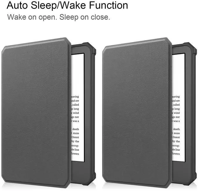 Alt view image 4 of 7 - Case for All-New Kindle 11th Generation 2022 Release, Ultra Thin Lightweight Smart Protective Durable Premium PU Leather Cover with Auto Sleep Wake Function with Universal Stylus Pen Gray