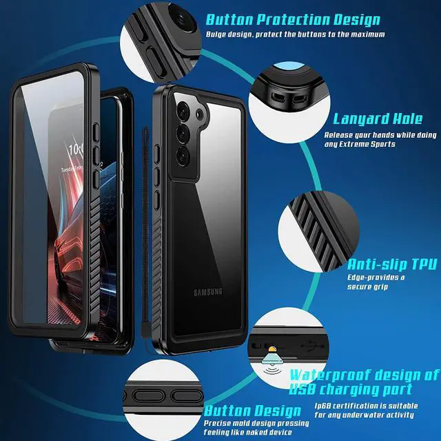 Alt view image 7 of 7 - Samsung Galaxy S22+ Plus Case Waterproof, Full Body Protective Built-in Screen Protector Dustproof Dropproof Heavy Duty Shockproof IP68 Waterproof Clear Cover for Galaxy S22 Plus 5G 6.6 inch