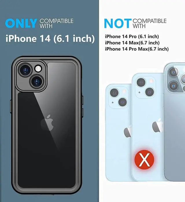 Alt view image 2 of 7 - for iPhone 14 Case Waterproof, with Built in Sensitive Screen Protector Shockproof 360 Full Body Heavy Duty Protective Daily-Use Phone Case for iPhone 14 5G 6.1 inch 2022