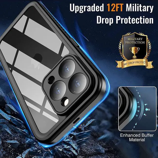 Alt view image 4 of 7 - For iPhone 14 Pro Max Case, IP68 Waterproof Dustproof Shockproof Case with Screen Protector, Full Body Protective Front and Back Cover for iPhone 14 Pro Max 6.7 inch