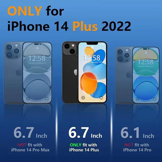 Alt view image 2 of 7 - For iPhone 14 Plus Case Waterproof, Shockproof Bumper Case with Built-in Screen Protector, Dustproof Anti-Scratch Anti-Stain Phone Case for iPhone 14 Plus 5G 6.7 inch
