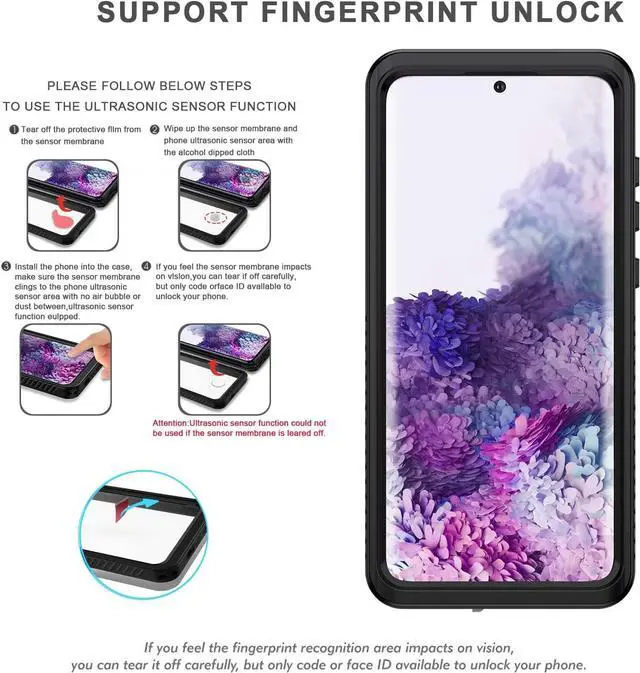 Alt view image 5 of 7 - For Samsung Galaxy S20+ Plus Case Waterproof, Shockproof Bumper Case with Built-in Screen Protector, Dustproof Anti-Scratch Anti-Stain Phone Cover for Samsung Galaxy S20 Plus 5G 6.7 inch