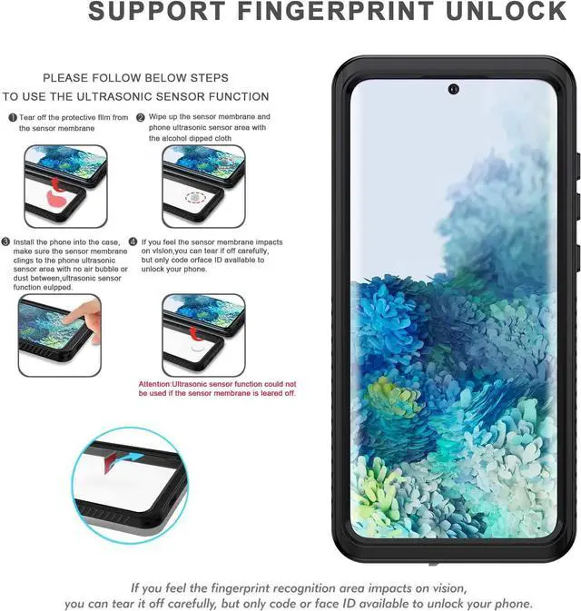Alt view image 5 of 7 - For Samsung Galaxy S20 Case, IP68 Waterproof Dustproof Shockproof Case with Built-in Screen Protector, Heavy Duty Full Body Protective Cover for Galaxy S20 5G 6.2 inch