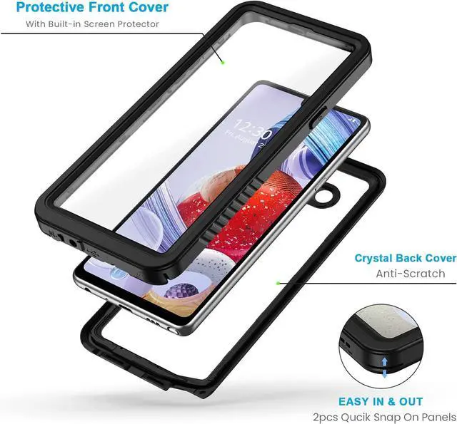 Alt view image 2 of 7 - For LG Stylo 6 Case, IP68 Waterproof Dustproof Shockproof Case with Built-in Screen Protector, Full Body Underwater Protective Clear Cover for LG Stylo 6