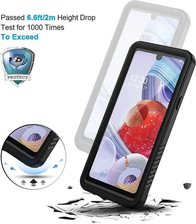 Alt view image 3 of 7 - For LG Stylo 6 Case, IP68 Waterproof Dustproof Shockproof Case with Built-in Screen Protector, Full Body Underwater Protective Clear Cover for LG Stylo 6