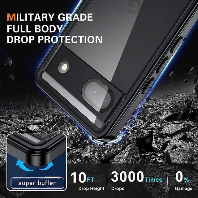 Alt view image 3 of 7 - Google Pixel 6A Waterproof Case, IP68 Waterproof Dustproof Shockproof Case Full Body Protection with Built-in Screen Protector Fully Sealed Underwater Clear Back Cover for Google Pixel 6A 5G