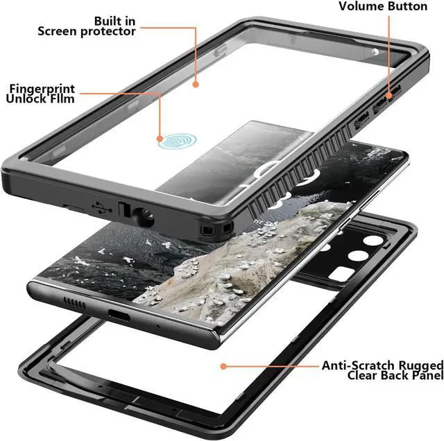 Alt view image 4 of 7 - For Samsung Galaxy S20 Ultra Case Waterproof, Built in Screen Protector 360° Full Body Heavy Duty Protective Shockproof Cover IP68 Underwater Case for Galaxy S20 Ultra 6.9 inch
