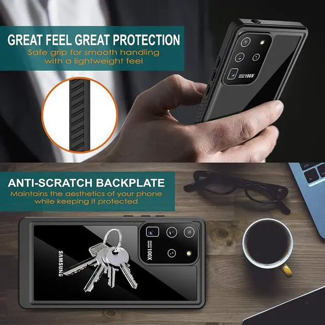 Alt view image 5 of 7 - For Samsung Galaxy S20 Ultra Case Waterproof, Built in Screen Protector 360° Full Body Heavy Duty Protective Shockproof Cover IP68 Underwater Case for Galaxy S20 Ultra 6.9 inch
