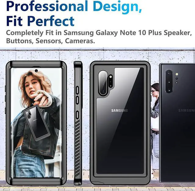 Alt view image 6 of 7 - Galaxy Note 10 Plus Case with Built-in Screen Protector & Camera Protector] [Full Body Waterproof] [Shockproof] [Dustproof] [Anti-Scratched] Clear Phone Cover for Galaxy Note 10 Plus 5G 6.8 inch