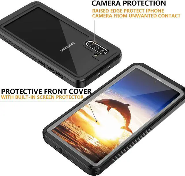 Alt view image 5 of 7 - Galaxy Note 10 Waterproof Case, Built in Screen Protector 360° Full Body Protective Shockproof Cover Dustproof Sandproof IP68 Underwater Waterproof Case for Galaxy Note 10 6.3 inch