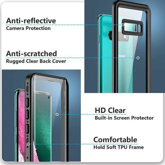 Alt view image 4 of 7 - For Samsung Galaxy S10 5G Case, S10 Waterproof Case with Built-in Screen Protector, Full Body Protective Heavy Duty Shockproof Cover IP68 Waterproof Clear Case for Samsung Galaxy S10 5G 6.7 inch