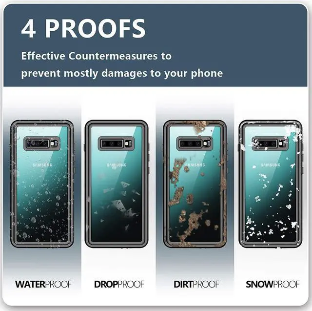 Alt view image 3 of 7 - For Samsung Galaxy S10 5G Case, S10 Waterproof Case with Built-in Screen Protector, Full Body Protective Heavy Duty Shockproof Cover IP68 Waterproof Clear Case for Samsung Galaxy S10 5G 6.7 inch