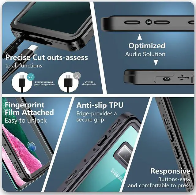 Alt view image 5 of 7 - For Samsung Galaxy S10 5G Case, S10 Waterproof Case with Built-in Screen Protector, Full Body Protective Heavy Duty Shockproof Cover IP68 Waterproof Clear Case for Samsung Galaxy S10 5G 6.7 inch