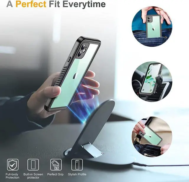 Alt view image 5 of 7 - iPhone 11 Waterproof Case with Built-in Screen Protector Full Body Rugged Heavy Duty Shockproof Cover Dustproof IP68 Waterproof Phone Case for iPhone 11 6.1 inch