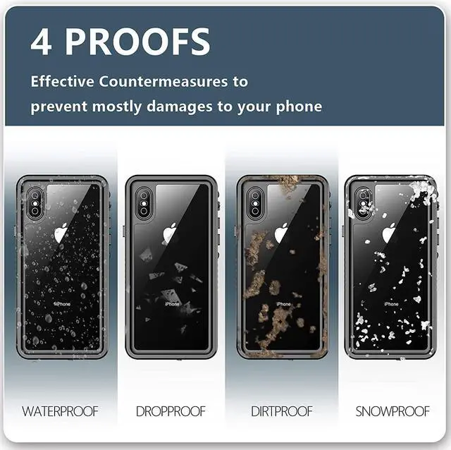 Alt view image 3 of 7 - For iPhone Xs Max Waterproof Case, Built-in Screen Protector Full-Body Clear Back Cover Heavy Duty Shockproof Case for iPhone Xs Max 6.5 inch
