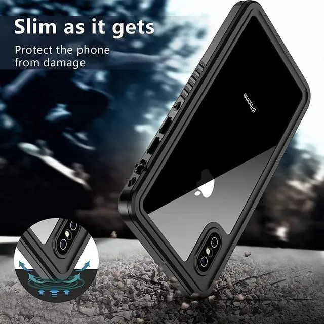 Alt view image 6 of 7 - For iPhone Xs Max Waterproof Case, Built-in Screen Protector Full-Body Clear Back Cover Heavy Duty Shockproof Case for iPhone Xs Max 6.5 inch