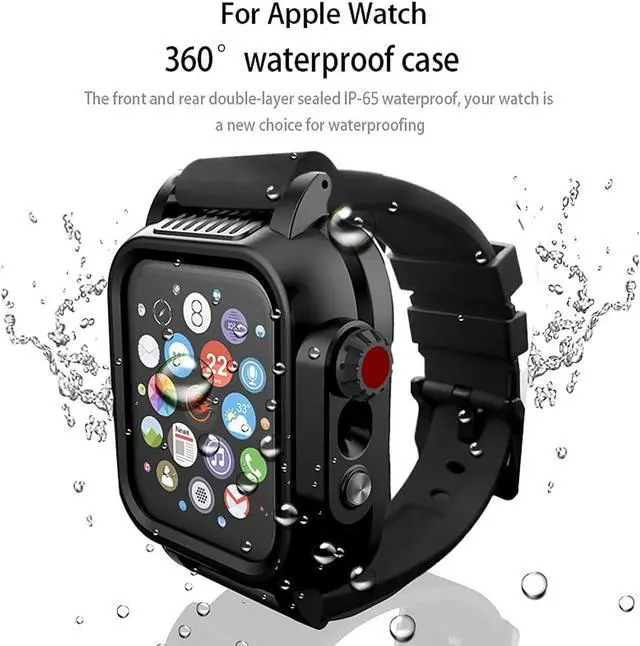 Alt view image 2 of 7 - Waterproof Case for Apple Watch Series 6/5/4 SE 44mm, IP68 Certified Waterproof Shockproof Impact Resistant Apple iWatch Full Body Protective Case with Built-in Screen Protector
