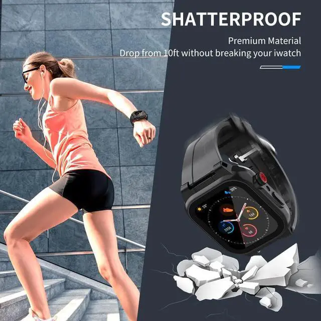 Alt view image 3 of 7 - Compatible with Apple Watch Series 8 / Series 7 45mm Waterproof Case,Full Body Case with Screen Protector and Band, iWatch S8 S7 45mm Bumper Case Cover