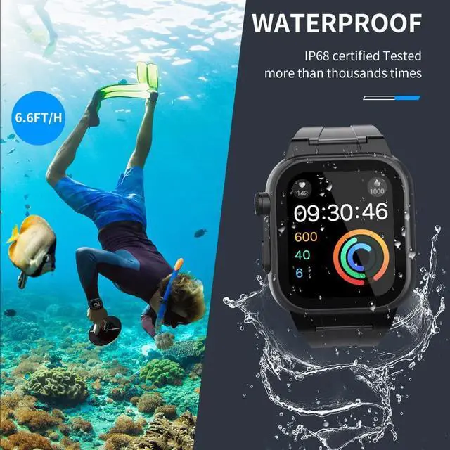 Alt view image 2 of 7 - Compatible with Apple Watch Series 8 / Series 7 45mm Waterproof Case,Full Body Case with Screen Protector and Band, iWatch S8 S7 45mm Bumper Case Cover