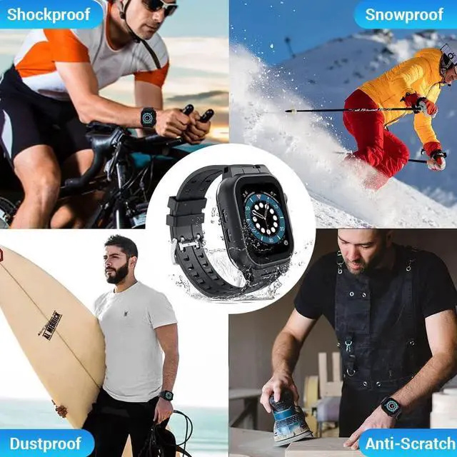 Alt view image 3 of 7 - Waterproof Case for Apple Watch 44mm Series 6/5/4/SE with Premium Band & Screen Protector, IP68 100% Full Waterproof Dustproof Shockproof Protective Case for 44mm iWatch 6/5/4/SE