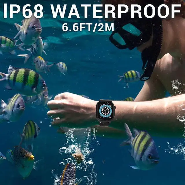 Alt view image 2 of 7 - Waterproof Case for Apple Watch 44mm Series 6/5/4/SE with Premium Band & Screen Protector, IP68 100% Full Waterproof Dustproof Shockproof Protective Case for 44mm iWatch 6/5/4/SE