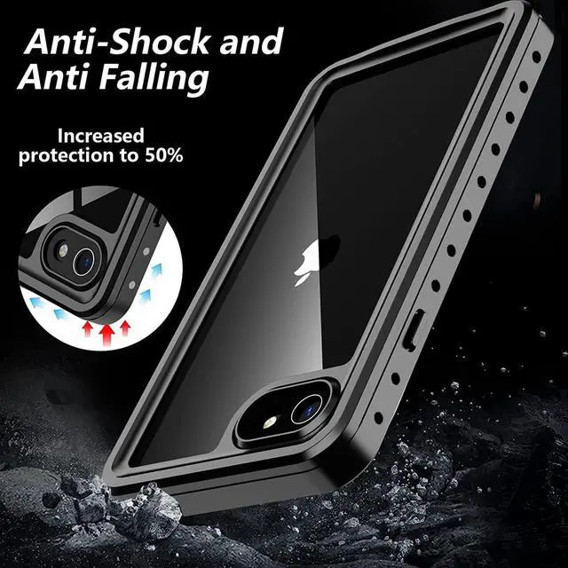 Alt view image 3 of 7 - For iPhone SE 2022 Case / iPhone SE 3 Case Waterproof, Rugged Shockproof Full Body with Built-in Screen Protector Anti-Scratch Dustproof Underwater Case for iPhone 7/8/SE 2020/SE 2022 5G