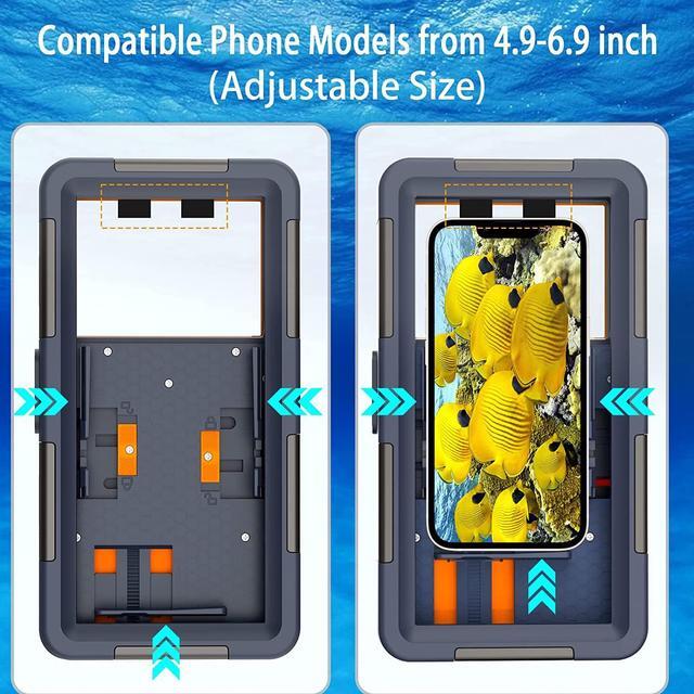 Alt view image 3 of 7 - Diving Phone Case, Underwater Photography Video Housings with Lanyard [50ft/15m], Snorkeling Waterproof Phone Case for iPhone 11/12/13 14 Series Samsung Galaxy S22/S21/S20 LG Motorola Google etc
