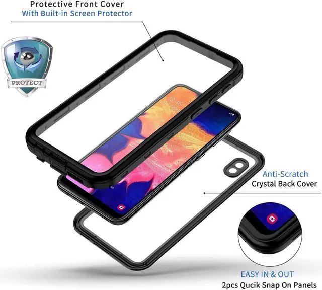 Alt view image 2 of 7 - Samsung Galaxy A10E Case, IP68 Waterproof Dustproof Shockproof Case with Built-in Screen Protector, Full Body Sealed Underwater Protective Cover for Galaxy A10e