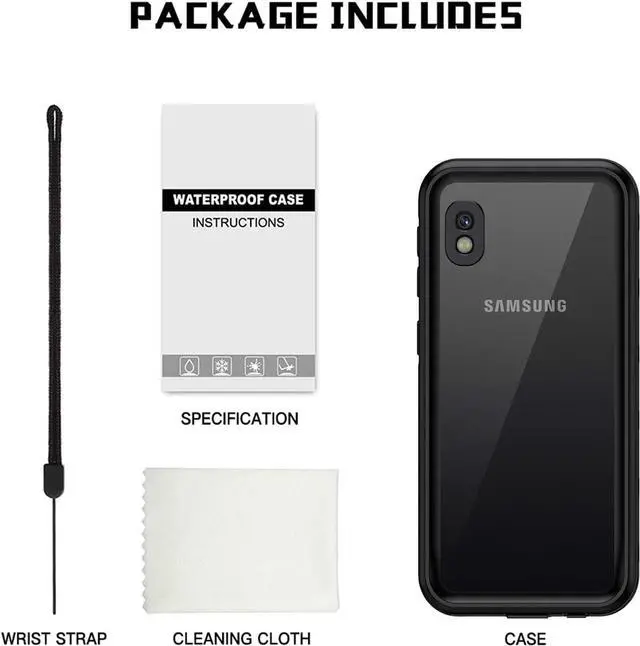 Alt view image 7 of 7 - Samsung Galaxy A10E Case, IP68 Waterproof Dustproof Shockproof Case with Built-in Screen Protector, Full Body Sealed Underwater Protective Cover for Galaxy A10e