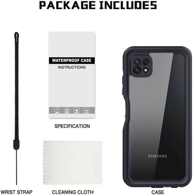 Alt view image 7 of 7 - Samsung Galaxy A22 5G 6.6 inch Case, IP68 Waterproof Dustproof Shockproof Case with Built-in Screen Protector Full Body Sealed Underwater Protective Clear Cover for Samsung A22 5G [Not Fit 4G]