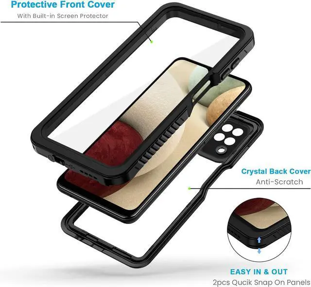 Alt view image 2 of 7 - Samsung Galaxy A12 5G Waterproof Case with Built-in Screen Protector Shockproof Heavy Duty Phone Case, Rugged Full Body Underwater Protective Cover for Samsung Galaxy A12 5G 6.4 inch