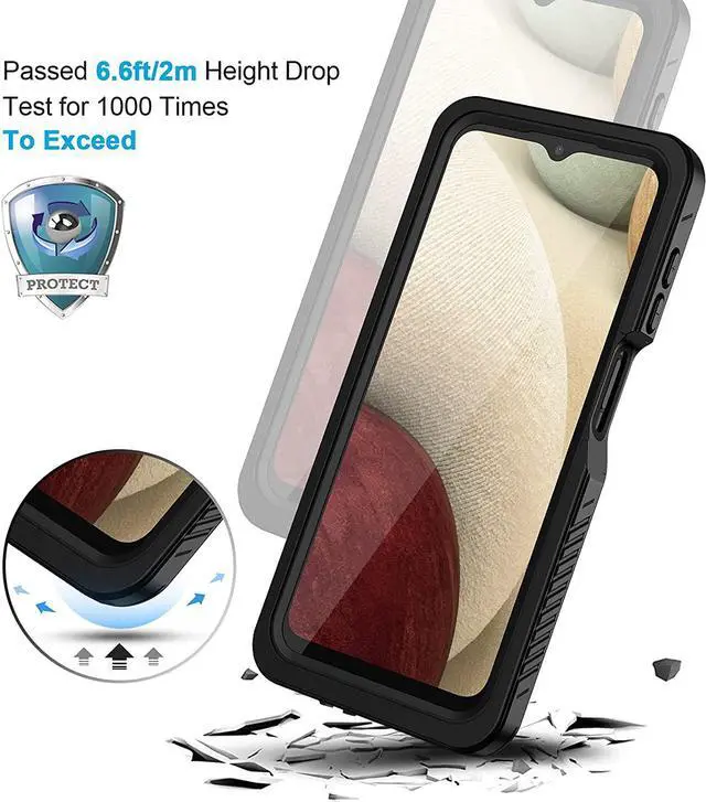 Alt view image 3 of 7 - Samsung Galaxy A12 5G Waterproof Case with Built-in Screen Protector Shockproof Heavy Duty Phone Case, Rugged Full Body Underwater Protective Cover for Samsung Galaxy A12 5G 6.4 inch